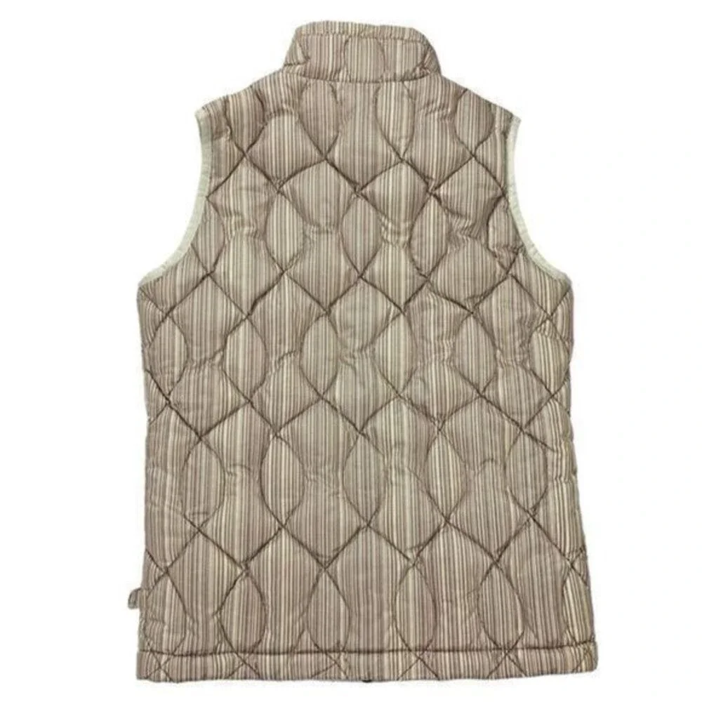 O'Neill Transit Quilted Puffer Vest Women S Tan Brown Striped Goose Down Outdoor
